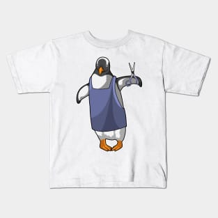 Penguin as Hairdresser with Scissors Kids T-Shirt